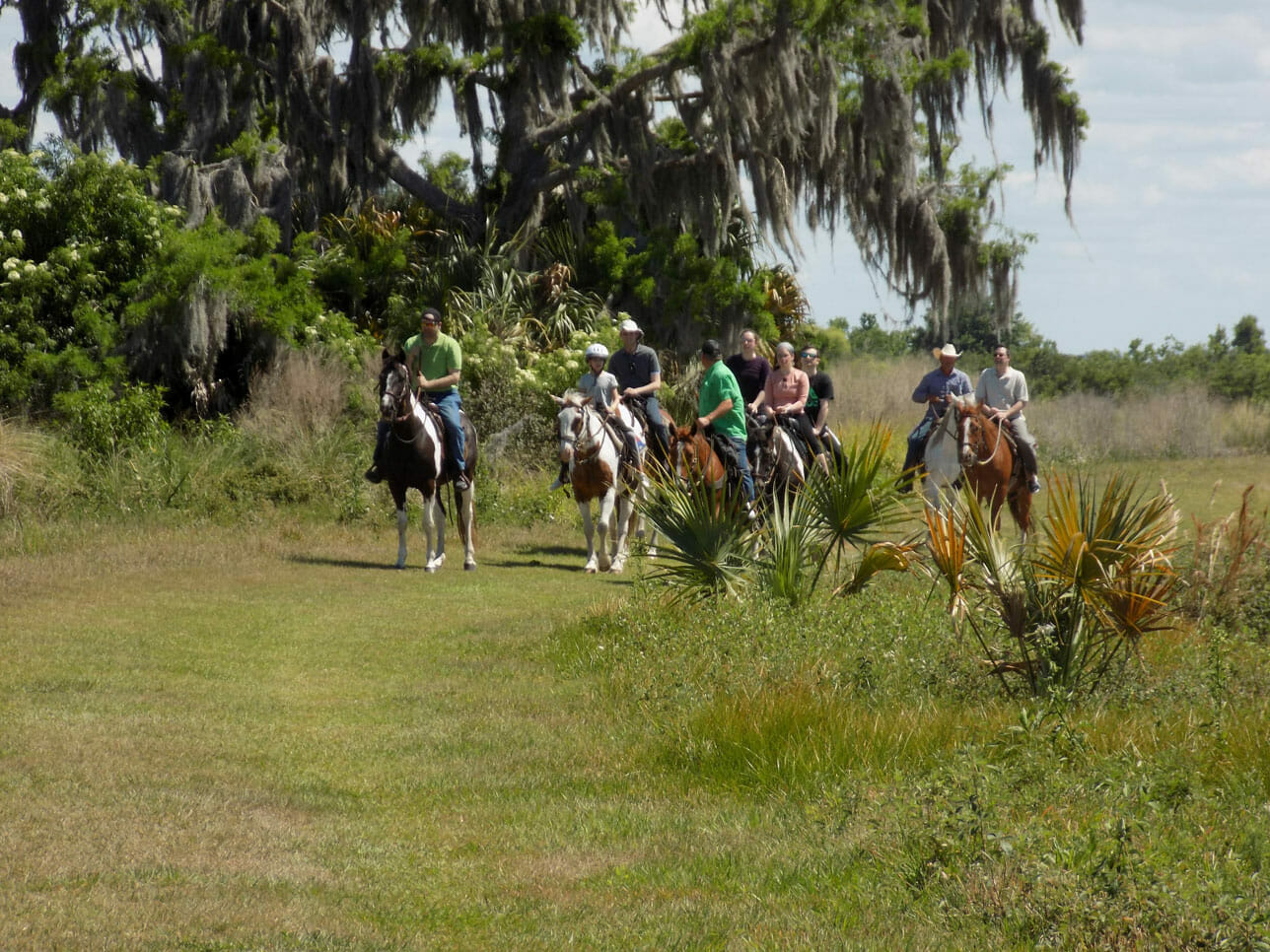 HRO Multiple people riding on Horses out In Field